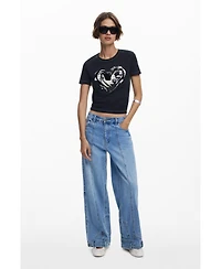 Desigual Women's Newspaper heart T-shirt