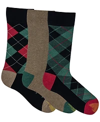 Gold Toe Men's 3-Pack Holiday Plaid Reinforced Toe Crew Socks