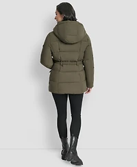 Dkny Women's Belted Hooded Puffer Coat