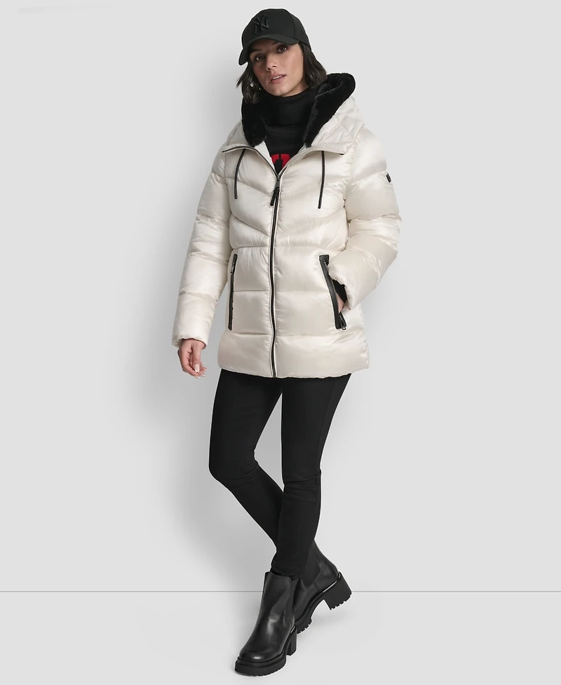 Dkny Women's Shine Hooded Puffer Coat