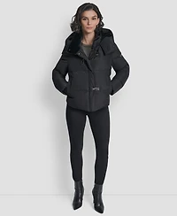 Dkny Women's Shirt Toggle Hooded Puffer Coat