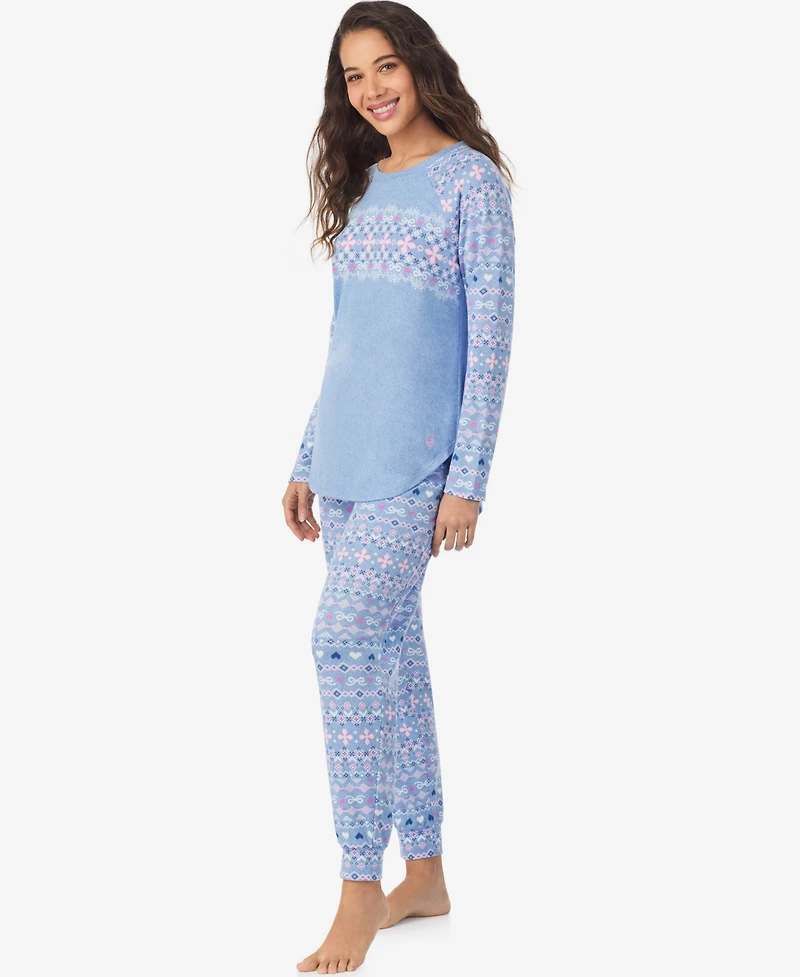 Cuddl Duds Women's Long Sleeve Crewneck Top and Jogger Pajama Set