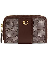 Coach Essential Small Zip Around Card Case Signature Jacquard