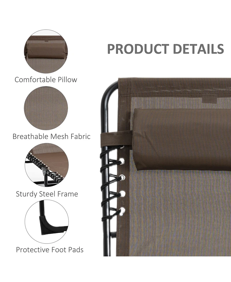 Outsunny Sun Lounger, Folding Chaise Recliner 5-Position Adjustable,