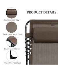 Outsunny Sun Lounger, Folding Chaise Recliner 5-Position Adjustable,