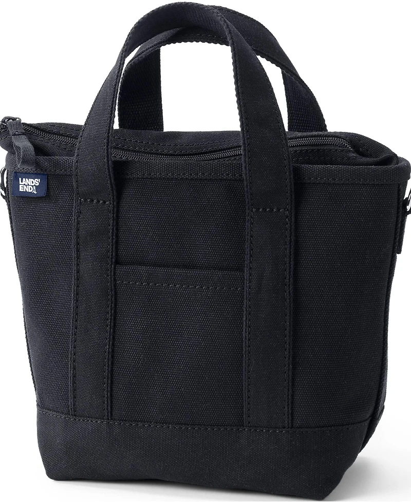 Lands' End Solid Color Pocket Zip Top Canvas Tote Bag