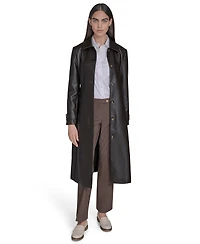 Calvin Klein Women's Belted Faux-Leather Trench Coat