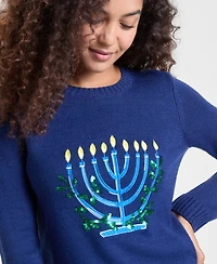 Holiday Lane Women's Menorah Graphic Sweater