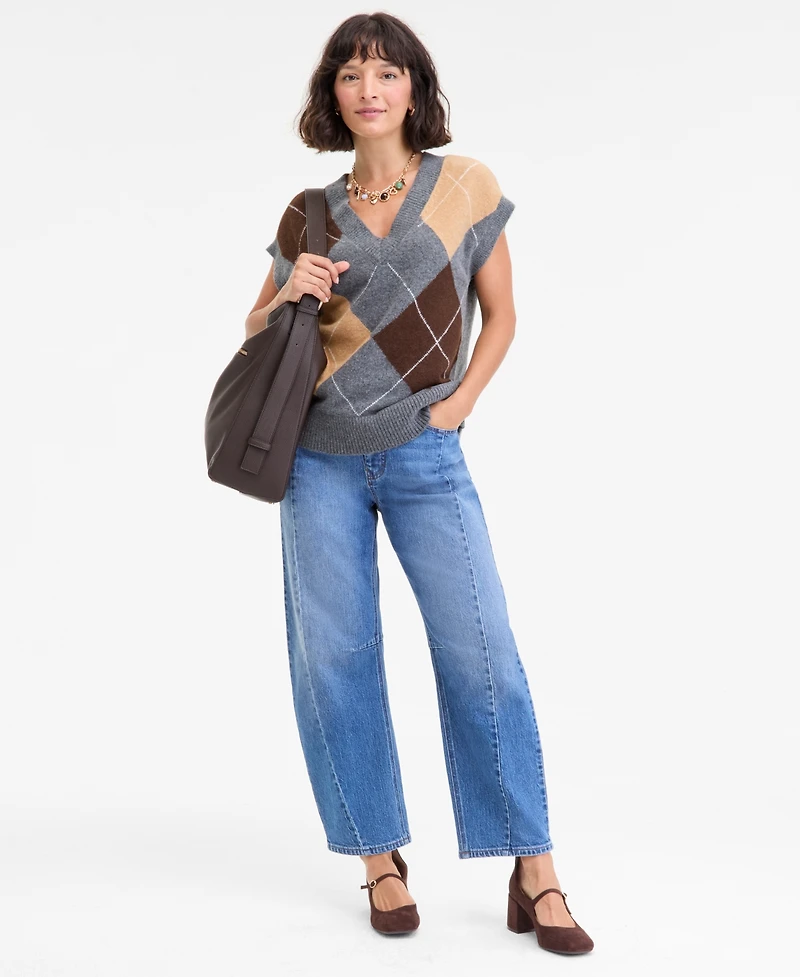 On 34th Women's Argyle Oversized Sweater Vest, Macy's Exclusive