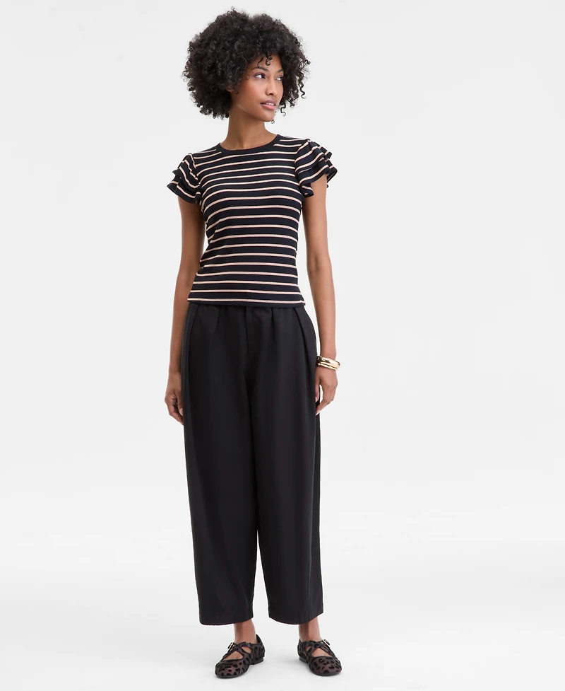 On 34th Women's Flutter-Sleeve Ribbed Top