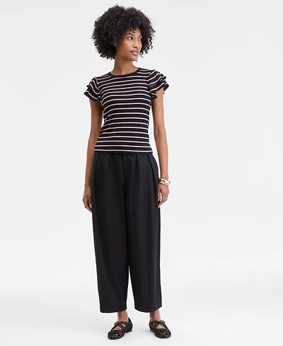 On 34th Women's Flutter-Sleeve Ribbed Top