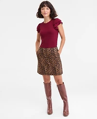 On 34th Women's Flutter-Sleeve Ribbed Top