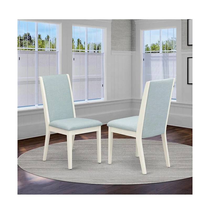 East West Furniture 5Pc Kitchen Table Set Includes a Wood Table and 4 Parson Dining Chairs with Baby Blue Color Linen Fabric, Medium Size Table with F