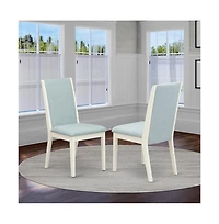 East West Furniture 5Pc Kitchen Table Set Includes a Wood Table and 4 Parson Dining Chairs with Baby Blue Color Linen Fabric, Medium Size Table with F
