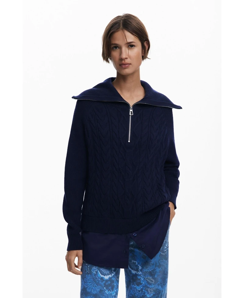 Desigual Women's Cable-knit sweater with zipper