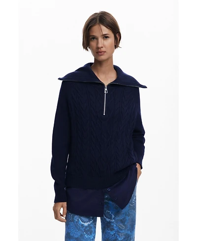 Desigual Women's Cable-knit sweater with zipper