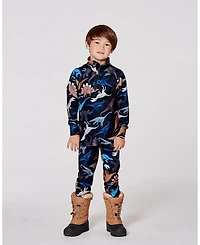 Deux par Toddler Boys Two-Piece Thermal Underwear Set Black Dinosaur Print - Toddler|Child