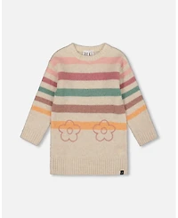 Deux par Girl Knitted Tunic Off-White with Stripes - Toddler|Child