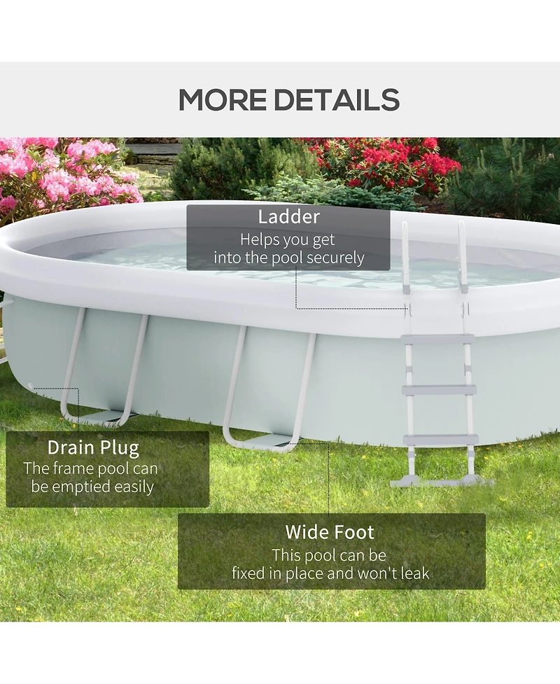 Outsunny Above Ground Swimming Pool, Semi-Inflatable Frame Pool,