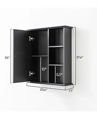 Vanirror Over The Bathroom Cabinet - Wall Mounted Medicine Cabinet with Shelves, Wooden Storage for Bathroom, Kitchen & Laundry Room (Black)