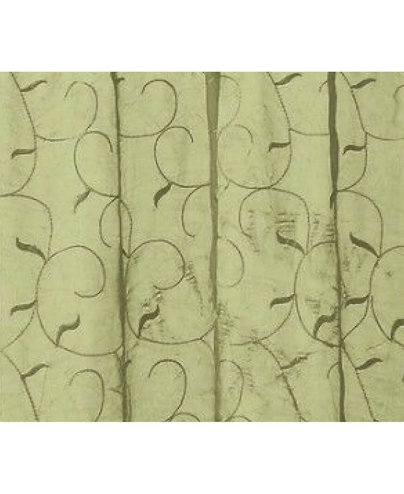 Kate Aurora Living Complete 4 Piece Linen Leaf Embroidered Kitchen Curtain Set - 58 in. W x 36 L, Gold