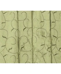 Kate Aurora Living Complete 4 Piece Linen Leaf Embroidered Kitchen Curtain Set - 58 in. W x 36 L, Gold
