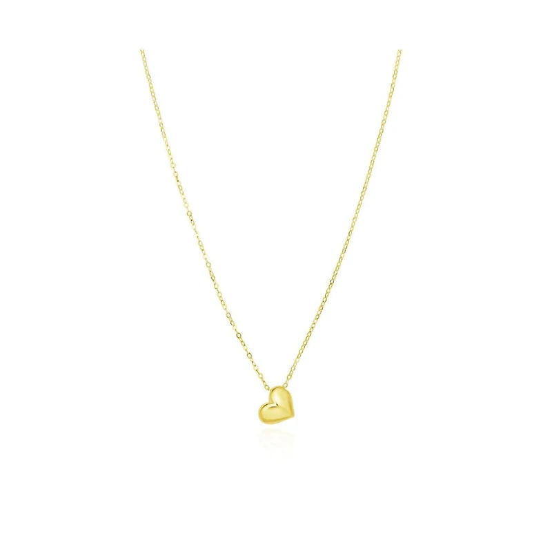 The Lovery Mini Asymmetrical Gold Puffy Heart Necklace 14K Gold