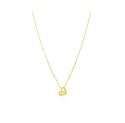 The Lovery Mini Asymmetrical Gold Puffy Heart Necklace 14K Gold