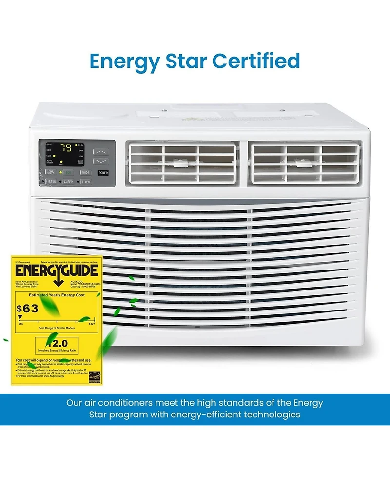 gaomon 8,000 Btu Window Ac - Quiet Performance, Dehumidify & Fan Modes, Remote Control Included, Easy Setup, Perfect for Home and Office