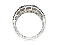 Suzy Levian New York Sterling Silver 2.28CT Sapphire & Created White Sapphire Abstract Ring
