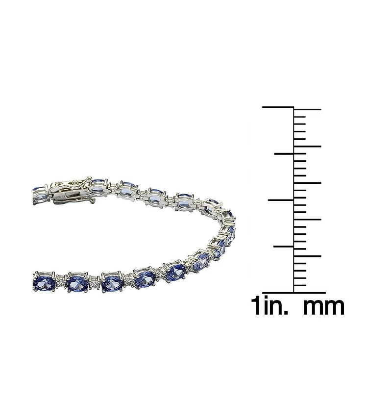 Suzy Levian Sterling Silver Oval-Cut Sapphire & Created White Tennis Bracelet