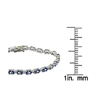 Suzy Levian Sterling Silver Oval-Cut Sapphire & Created White Tennis Bracelet
