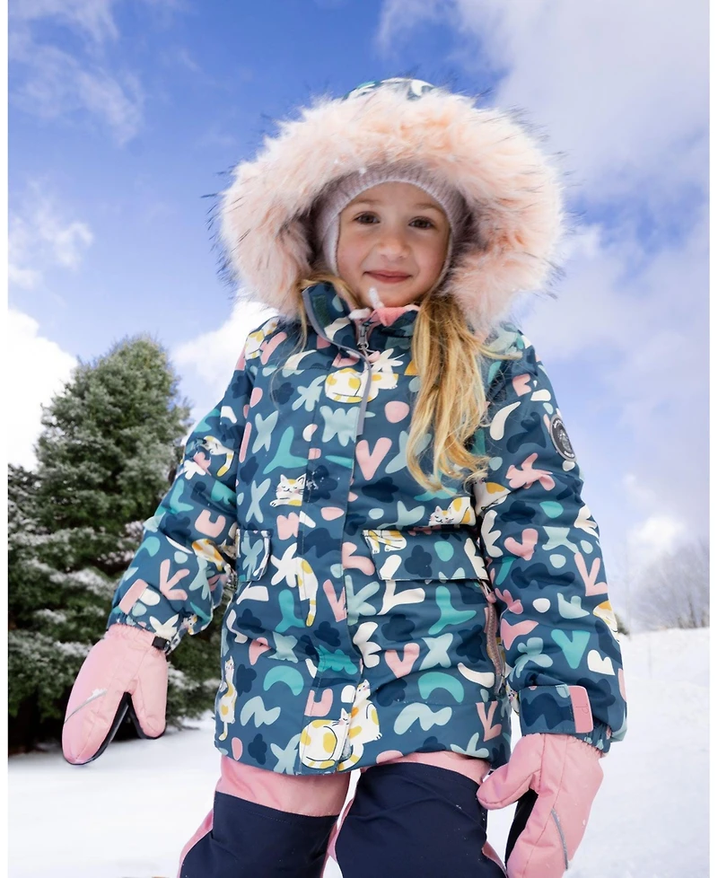 Deux par Girl Two-Piece Discover Snowsuit with Printed Jacket Dusty Pink - Toddler|Child