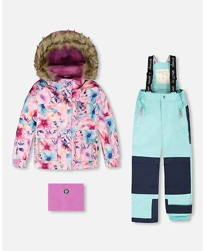 Deux par Girl Two-Piece Play Snowsuit Turquoise Blue - Toddler|Child