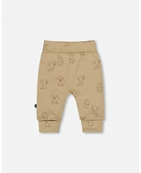 Deux par Baby Boy Cotton Evolutive Pants Beige Printed Dogs