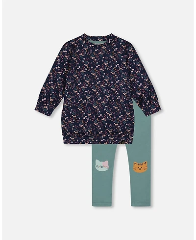 Deux par Girl Tunic and Leggings Set Navy Floral - Child