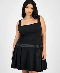B Darlin Trendy Plus Drop-Waist Bow Mini Dress
