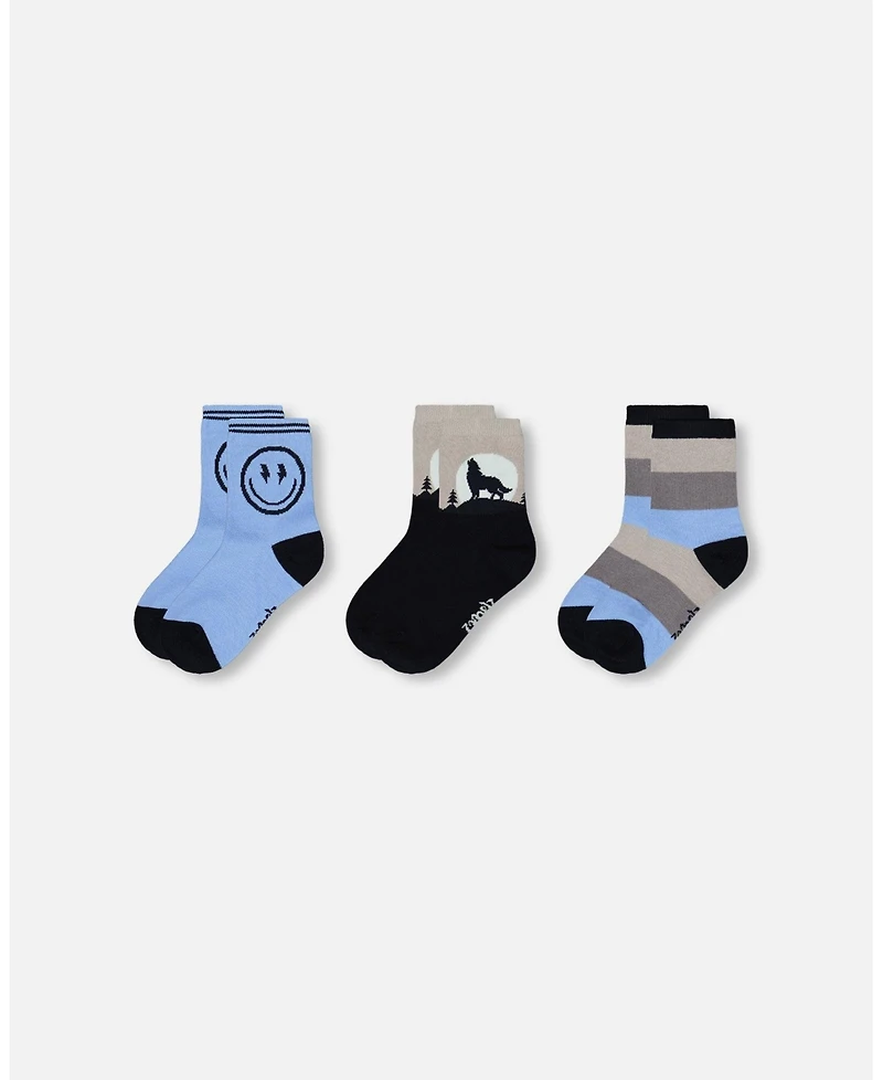 Deux par Boy 3-Pack Knit Socks Navy Blue - Toddler|Child