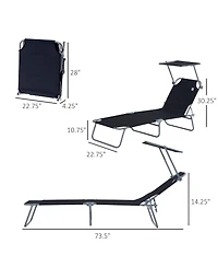 Outsunny Outdoor Chaise Lounge ning Chair, Folding W/ Sun Shade,