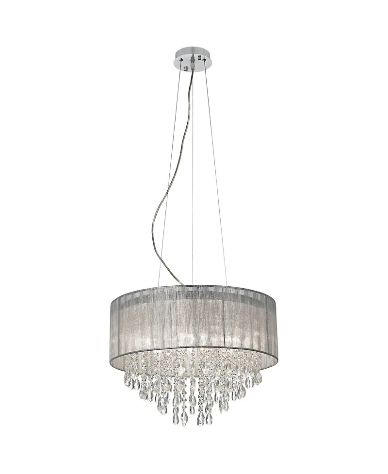 Possini Euro Design Jolie Chrome Chandelier Lighting 20" Wide Modern Crystal Silver Fabric Shade 7-Light Fixture for Dining Room House Kitchen Is
