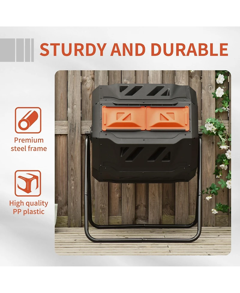 Outsunny Tumbling Compost Bin Outdoor 360°,