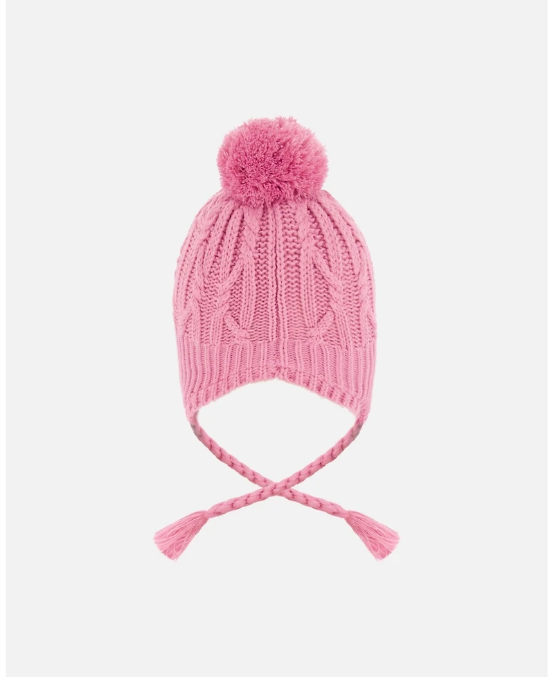 Deux par Girl Lined Winter Hat with Pompom Pink - Toddler|Child