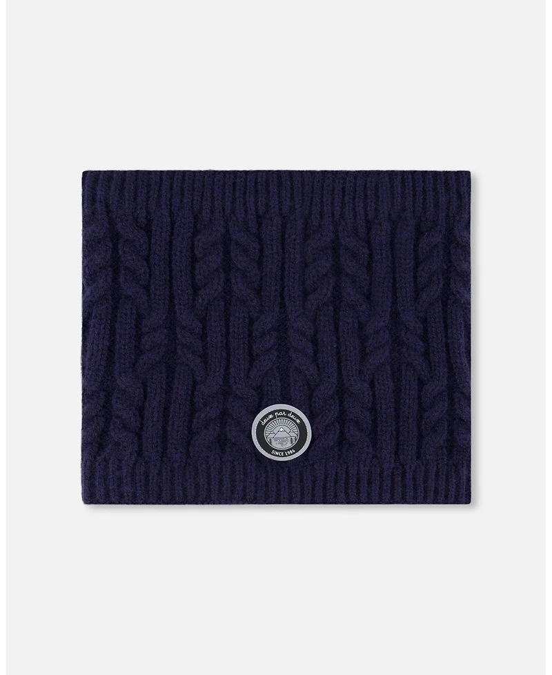 Deux par Kids Unisex Lined Winter Neckwarmer Navy Blue - Toddler|Child