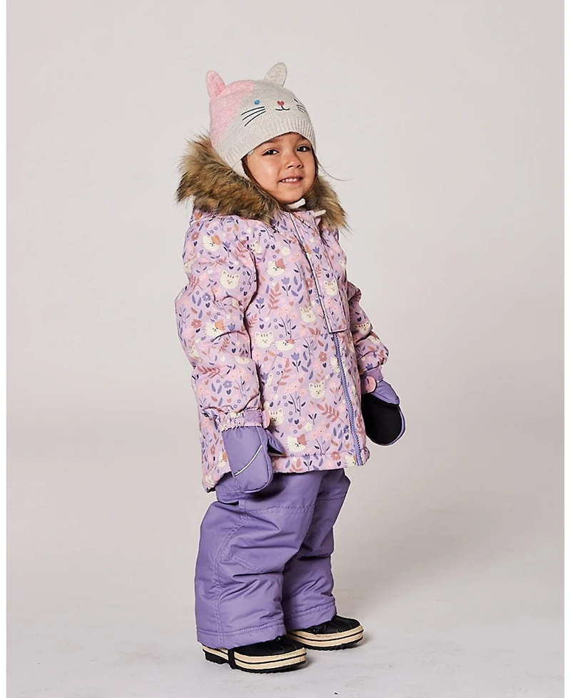 Deux par Girl Lined Knit Hat with Ears Off-White and Pink - Toddler|Child