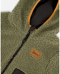 Deux par Baby Unisex Reversible Mid-Season Sherpa Jacket Khaki