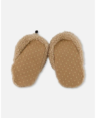 Deux par Baby Unisex Sherpa Slippers Brown
