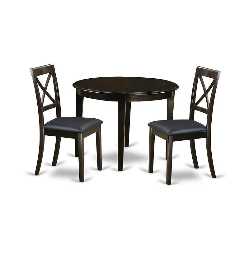 East West Furniture 3 Pc small Kitchen Table set-round Table and 2 Dining Chairs
