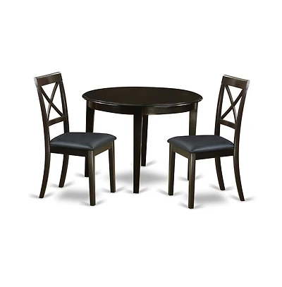 East West Furniture 3 Pc small Kitchen Table set-round Table and 2 Dining Chairs