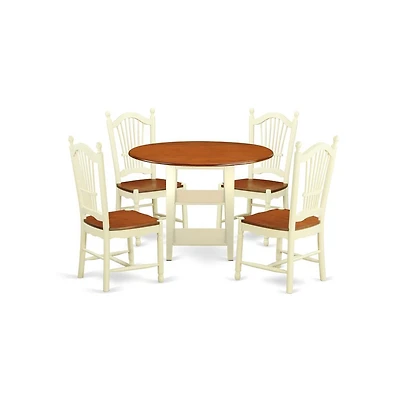 East West Furniture Dining Room Set Buttermilk & Cherry