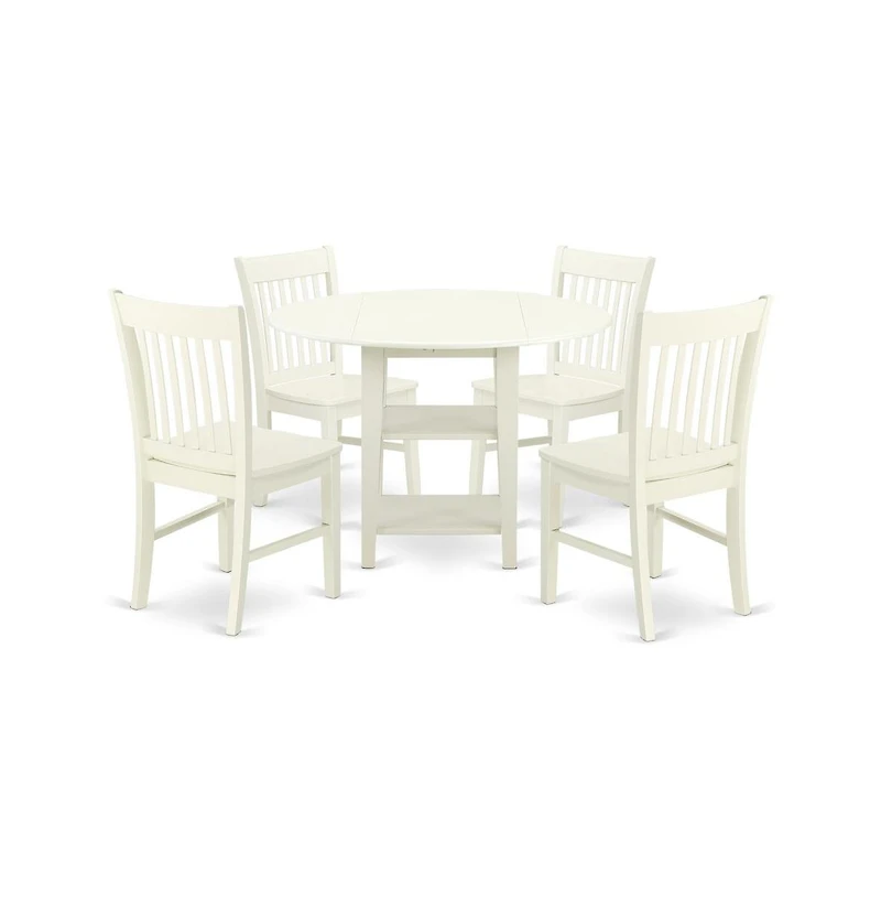 East West Furniture Dining Room Set Linen White